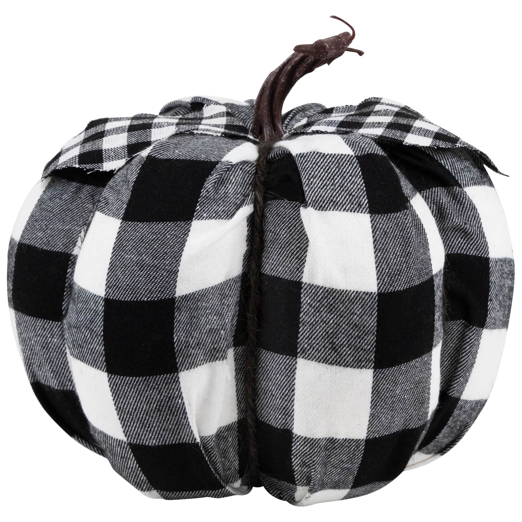 6.25" Black & White Buffalo Check Pumpkin Tabletop Décor